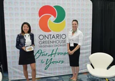 Sarah Pau and Dani Sweet with Ontario Greenhouse Vegetable Growers. OGVG showed a virtual reality tour about Ontario greenhouses.